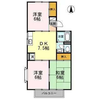 サンクレストB【2階】の間取り