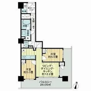 ライオンズタワー勾当台通【3階】の間取り