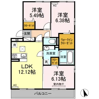 オアシス加納 III【1階】の間取り