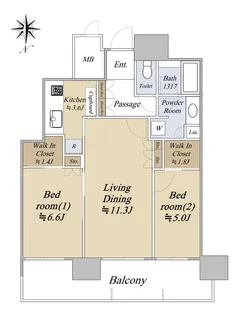 パークシティ武蔵小杉ステーションフォレストタワー【18階】の間取り