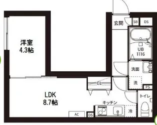 レピュア曙橋駅前レジデンス【1階】の間取り