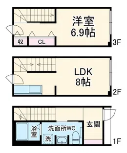 MOK-TERRACE SHINKEMIGAWAの間取り