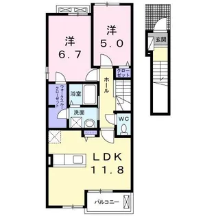 エスペランサ樋之口 B【2階】の間取り
