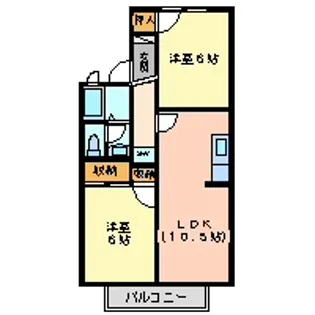 ビューパレーA【2階】の間取り