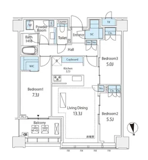 白金ザ・スカイ East(SHIROKANE The SKY E棟)【40階】の間取り