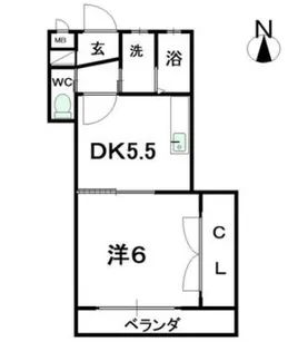 1DKの間取り画像