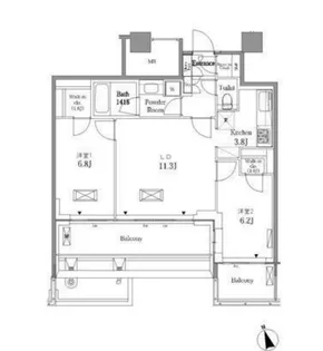 レジディアタワー目黒不動前【29階】の間取り