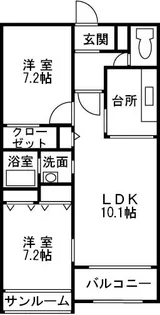 ロイヤルコートマイワン【2階】の間取り