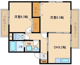 コンクオーレ香ヶ丘A棟【2階】の間取り