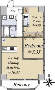 モンテヴェルデ神楽坂弐番館【4階】の間取り
