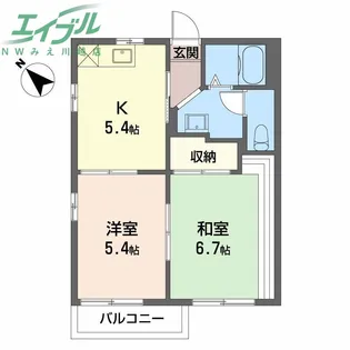 コーポケーアイ A棟【2階】の間取り