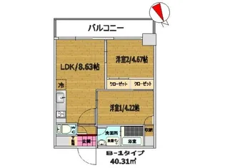 ウイングス砂津【6階】の間取り
