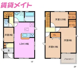 三重県津市河芸町上野【一戸建】の間取り