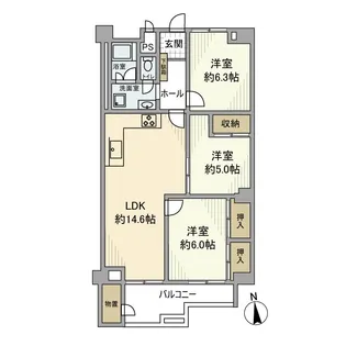京王北野マンション【1階】の間取り