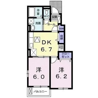 カルモII B【1階】の間取り