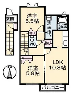ファミーユドゥアヴニール B棟【2階】の間取り