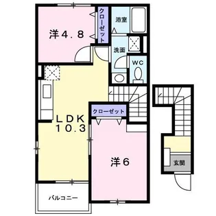 セイバリー・ガーデンB【2階】の間取り