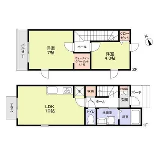 エムキース国領B【1階】の間取り