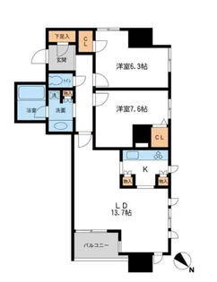 メトロタワー山下町【12階】の間取り