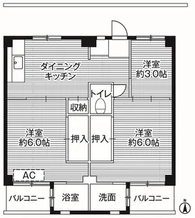 ビレッジハウス磐城3号棟【4階】の間取り