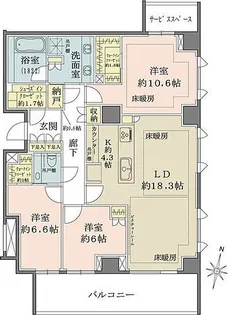 ザ・パークハウス千代田六番町【7階】の間取り