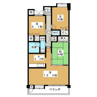 サーパス若里【7階】の間取り