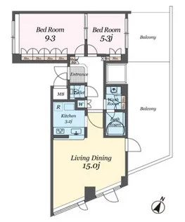 パシフィックレジデンス目黒本町【6階】の間取り