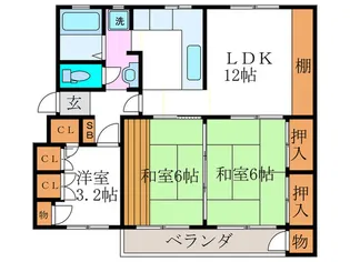 竹の台団地C2棟【5階】の間取り