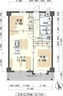 2LDKの間取り画像