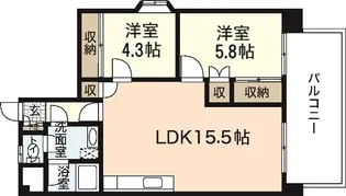 第二タウン皆賀【5階】の間取り