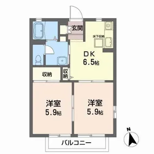 エステート桜C【1階】の間取り