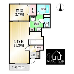 アンソレイエB【1階】の間取り