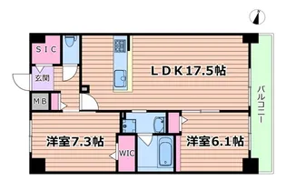 2LDKの間取り画像