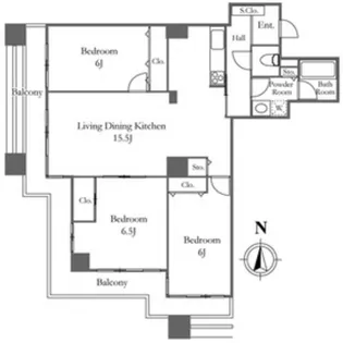 リバーシティ21イーストタワーズ10棟【21階】の間取り