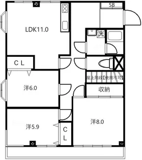 リカーハイツ【3階】の間取り