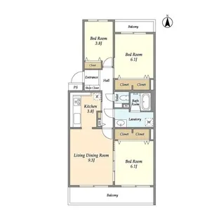 テレパレス柏てるて 北街区 1号棟【3階】の間取り