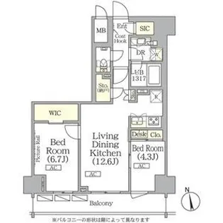 ザ・パークハビオ神楽坂レジデンスSouth【10階】の間取り