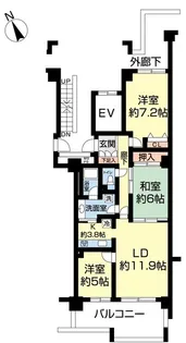 あすみが丘ガーデンコート杜の街六番館【8階】の間取り