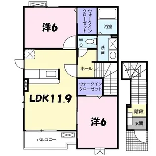 メゾン・ヌーベルA-II【2階】の間取り