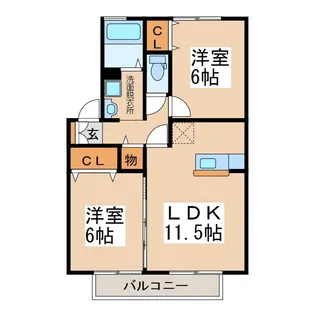 セジュール札元 B棟【2階】の間取り