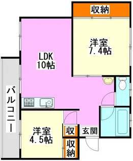 クレアールライフ文字山【2階】の間取り