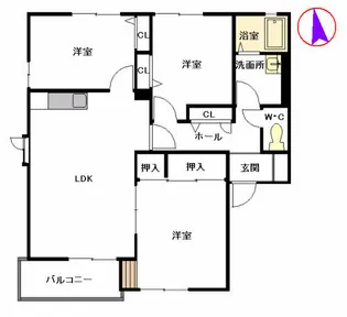 グリーンパークB棟 積水【1階】の間取り