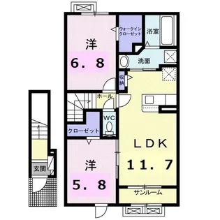 ララ・セゾン【2階】の間取り