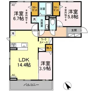 ルミエール B【2階】の間取り