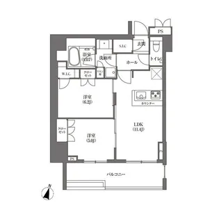HAMACHO APARTMENTS【6階】の間取り