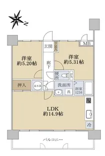 エバーライフ東平尾公園C棟【8階】の間取り