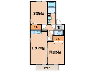 カ-サフェリ-チェB【1階】の間取り