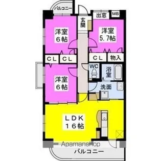 エスポワール【6階】の間取り