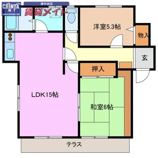 べレヴュー A棟【1階】の間取り