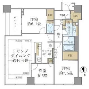 白金ザ・スカイ 東棟【22階】の間取り